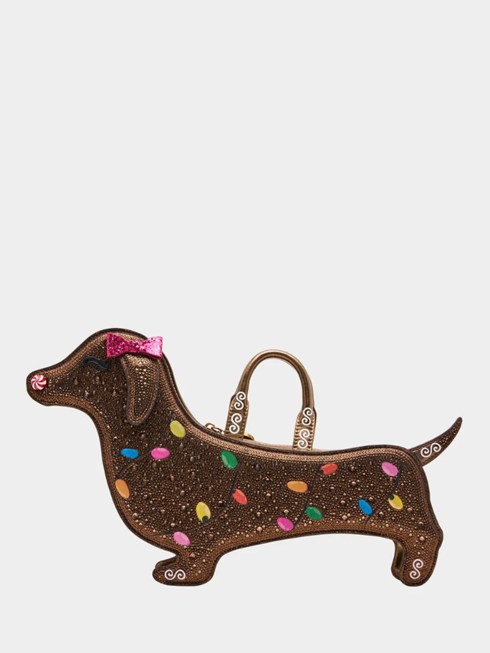 Betsey Johnson Kitsch Gingie Dachsie Crossbody Bag Brown Copper Metallic Doxie